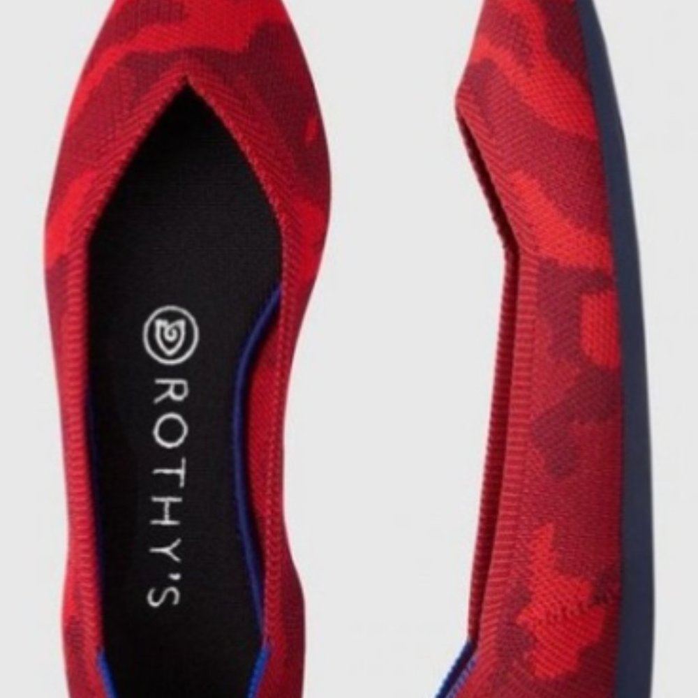 Rothy’s Limited Edition Red Camo Point Toe Flats Size 6.5